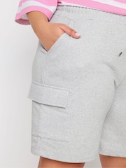 Yours Curve Grey Chrome Charcoal Grey Cargo Jogger Shorts - Image 4 of 5