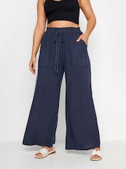 Yours Curve Chambray Wide Leg Pull-Ons Trousers - Bild 1 von 5
