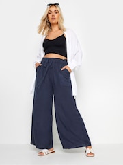 Yours Curve Chambray Wide Leg Pull-Ons Trousers - Bild 2 von 5
