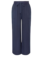 Yours Curve Chambray Wide Leg Pull-Ons Trousers - Bild 5 von 5