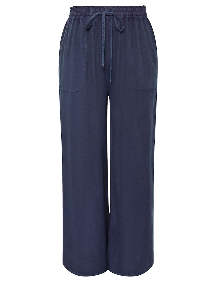 Yours Curve Chambray Wide Leg Pull-Ons Trousers - Bild 5 von 5