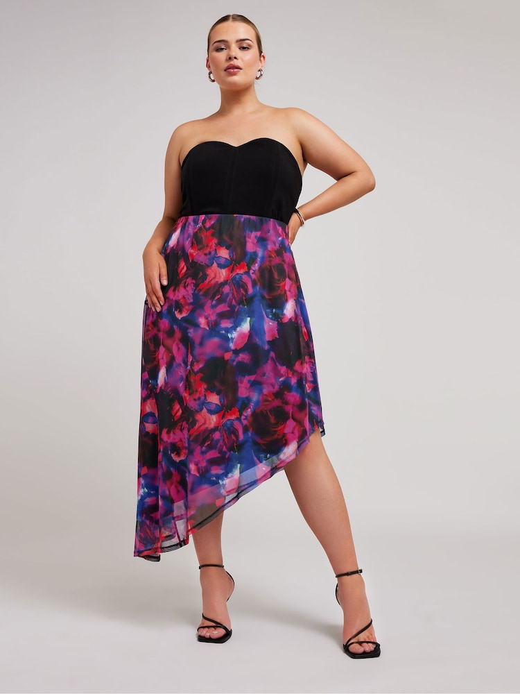 Yours Curve Purple Asymetric Mesh Skirt - Image 2 of 5 Yours Curve Purple Asymetric Mesh Skirt - Image 2 of 5