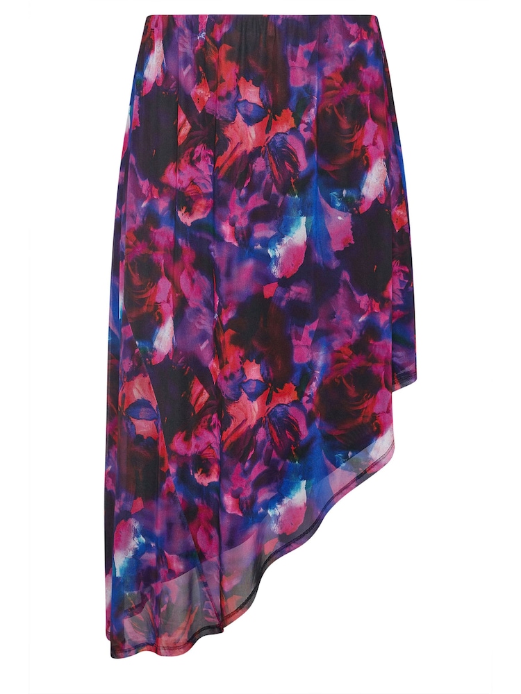 Yours Curve Purple Asymetric Mesh Skirt - Image 5 of 5 Yours Curve Purple Asymetric Mesh Skirt - Image 5 of 5