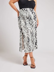 Yours Curve Cream Ruched Skirt - Image 1 of 5