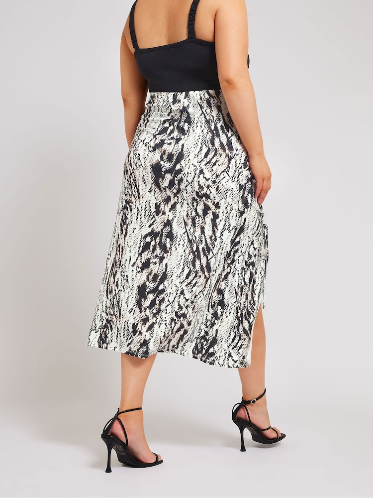 Yours Curve Cream Ruched Skirt - Image 3 of 5
