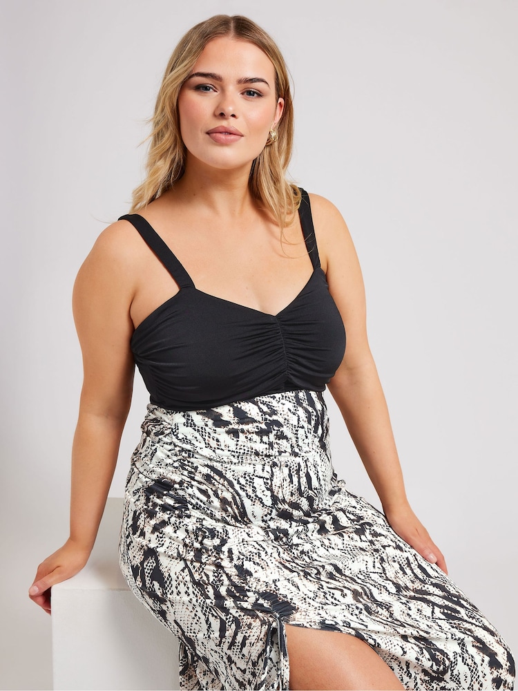 Yours Curve Cream Ruched Skirt - Image 4 of 5