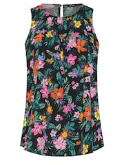 Yours Curve Black Tropical Butterfly Pleat Formal Vest Blouse - Image 5 of 5