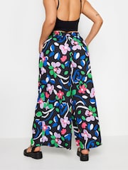 Yours Curve Black Dark LIMITED COLLECTION  Abstract Print Drawstring Wide Leg Trousers - Image 3 of 5