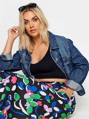 Yours Curve Black Dark LIMITED COLLECTION  Abstract Print Drawstring Wide Leg Trousers - Image 4 of 5