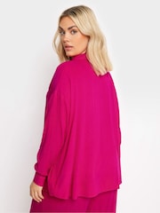 Yours Curve Pink Floral Print Crinkle Beach Shirt - Image 3 of 4