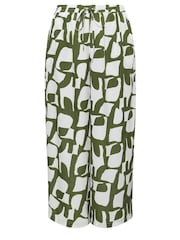 Yours Curve Green LIMITED COLLECTION  Abstract Print Drawstring Wide Leg Trousers - Image 5 of 5