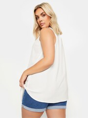 Yours Curve White Pleat Formal Vest Blouse - Image 3 of 5