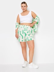 Белый - Yours Curve Limited Collection Абстрактный принт шорты с лентой - Image 3 of 6