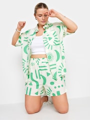 Белый - Yours Curve Limited Collection Абстрактный принт шорты с лентой - Image 4 of 6