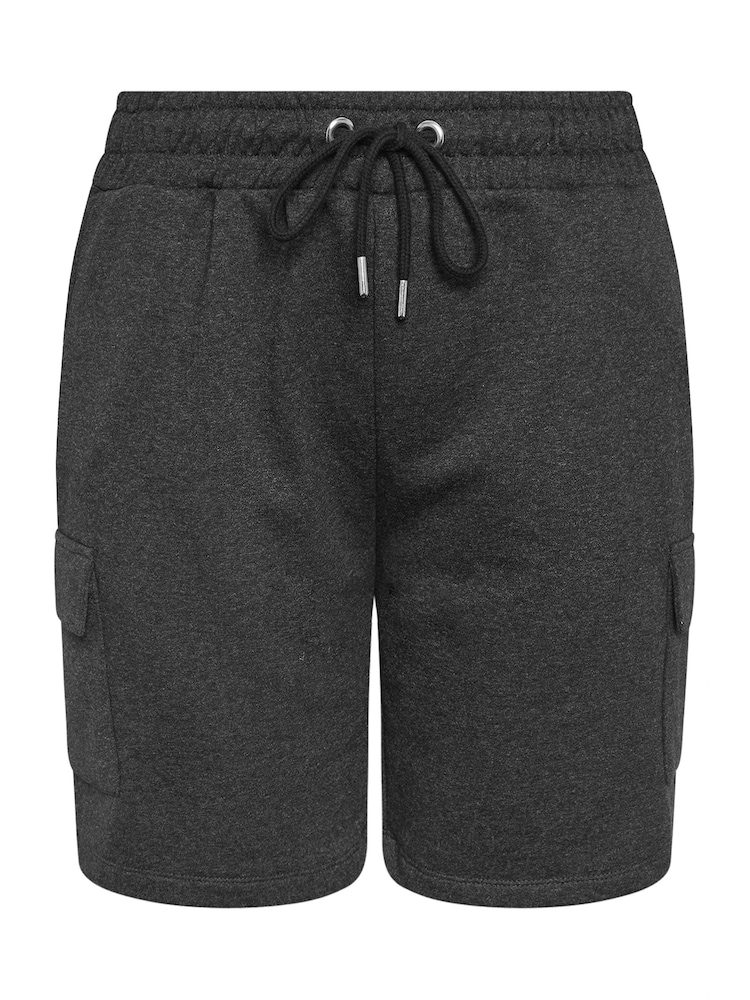 Yours Curve Grey Charcoal Grey Cargo Jogger Shorts - Image 5 of 5