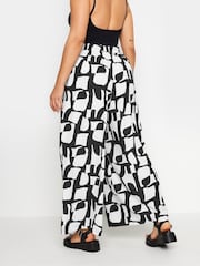 Yours Curve Black LIMITED COLLECTION  Abstract Print Drawstring Wide Leg Trousers - Image 3 of 5