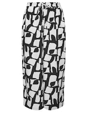 Yours Curve Black LIMITED COLLECTION  Abstract Print Drawstring Wide Leg Trousers - Image 5 of 5