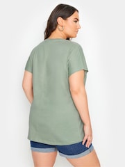 Yours Curve Green 100% Cotton Diamante Wild Heart Laser Cut T-Shirt - Image 4 of 6