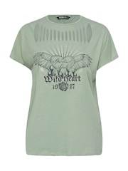 Yours Curve Green 100% Cotton Diamante Wild Heart Laser Cut T-Shirt - Image 6 of 6