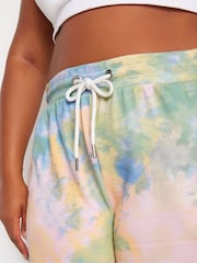 Yours Curve Yellow Tie Dye Joggers Shorts - Image 4 of 5