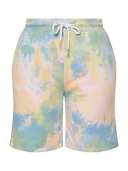 Yours Curve Yellow Tie Dye Joggers Shorts - Image 5 of 5