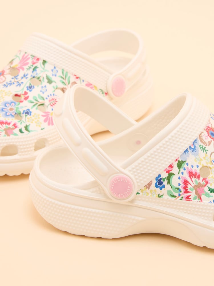 Joules Kids' Poole Cream Floral Slip On Clogs - Image 5 of 5