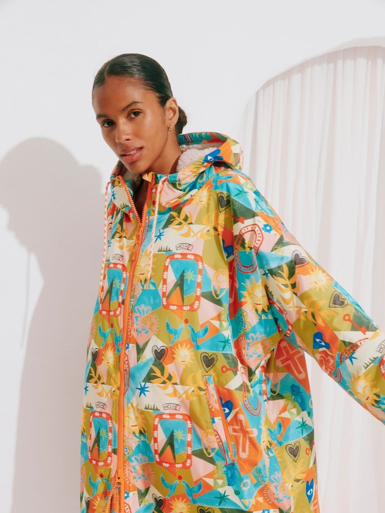 Bright Hope Orange Imprimé - Never Fully Dressed Changing Robe with Borg Lining Coat - Image 2 de 6