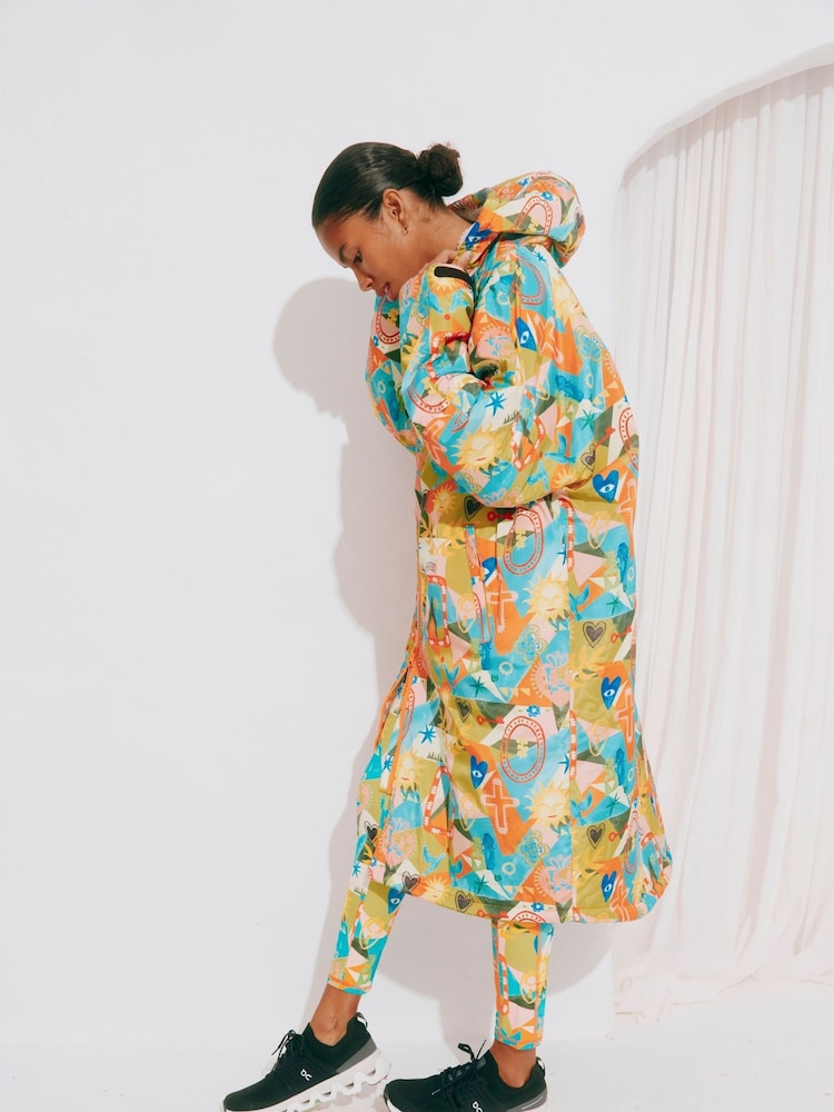 Never Fully Dressed Bright Hope Orange Print Changing Robe with Borg Lining Coat - Image 3 of 6