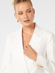Forever New White Linen Blend Alex Double Breasted Blazer - Image 4 of 4