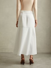 Reiss Ivory Micha Contrast Stitch Belted Midi Skirt - Image 6 of 7