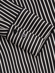 Reiss Black Addison Striped Cowl Neck Top - Image 6 of 6