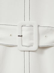 Reiss Ivory Thora Contrast Stitch Belted Midi Dress - Image 6 of 6