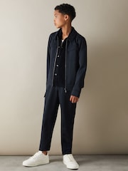 Reiss Navy Ventura 3-9 yrs Twill Zip-Front Jacket - Image 2 of 3