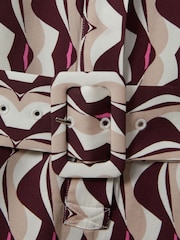 Reiss Burgundy Greta Wave Print Belted Playsuit - Image 4 of 4