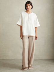 Reiss Ivory Via Relaxed Half-Zip T-Shirt - Image 3 of 6