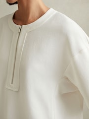 Reiss Ivory Via Relaxed Half-Zip T-Shirt - Image 4 of 6