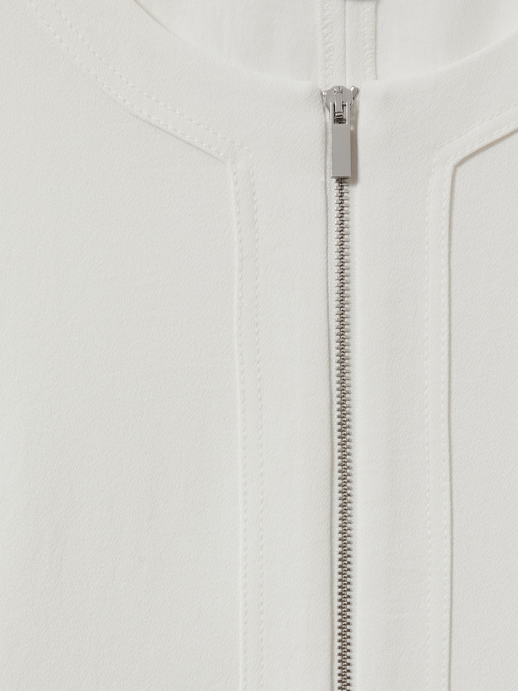 Reiss Ivory Via Relaxed Half-Zip T-Shirt - Image 6 of 6