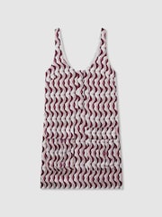 Reiss Burgundy Oxsana Wave Print Mini Dress - Image 2 of 5
