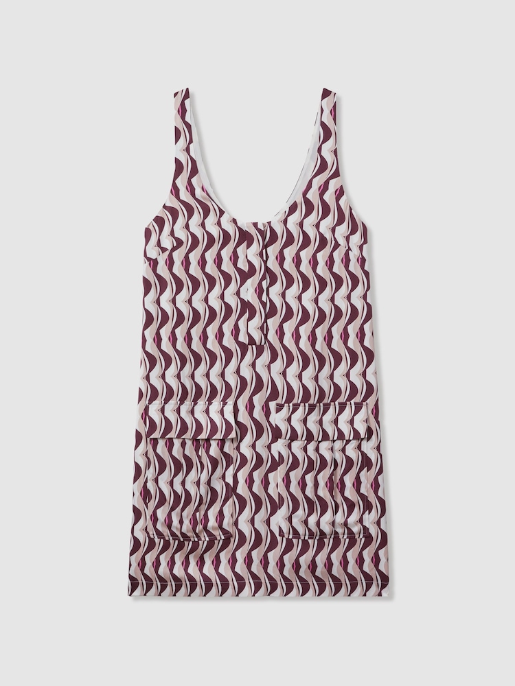 Reiss Burgundy Oxsana Wave Print Mini Dress - Image 2 of 5