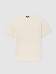 Reiss Ecru Rialto Mercerised Jacquard Crew Neck T-Shirt - Image 2 of 5