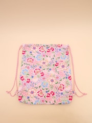 Joules Adventurer Pink Floral Drawstring Bag - Image 1 of 3