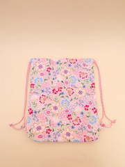 Joules Adventurer Pink Floral Drawstring Bag - Image 2 of 3