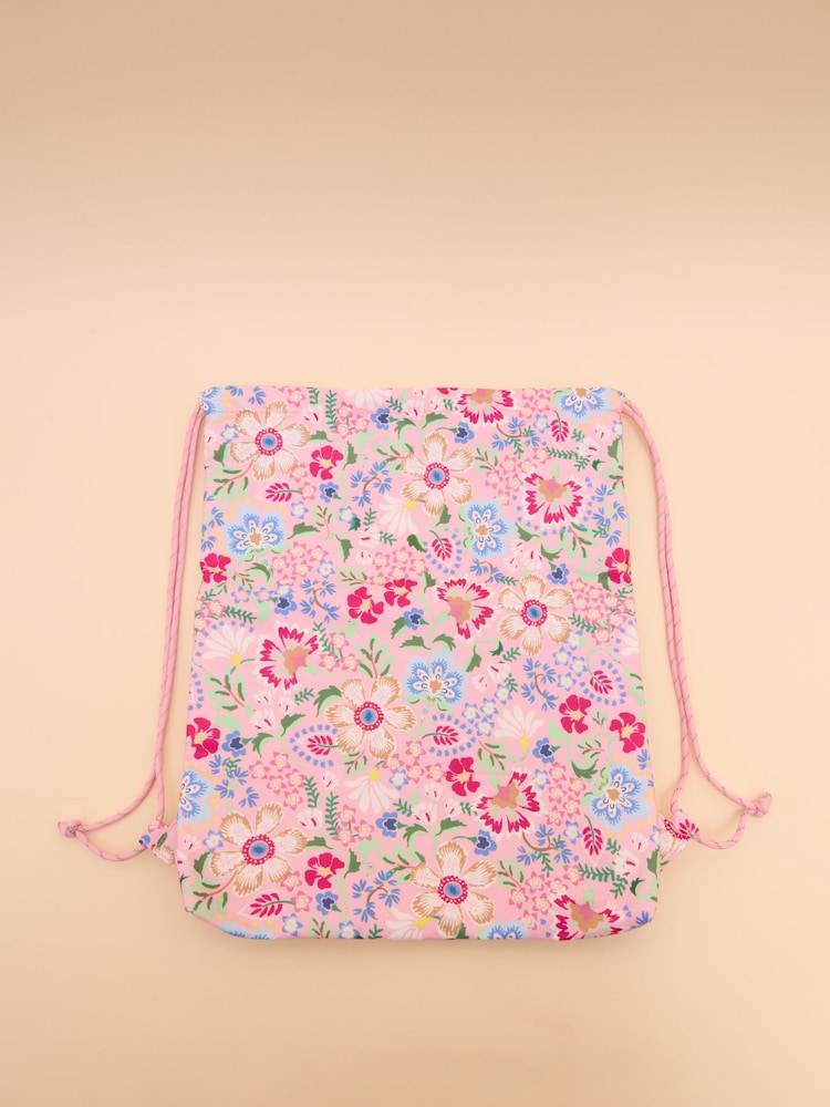 Joules Adventurer Pink Floral Drawstring Bag - Image 2 of 3
