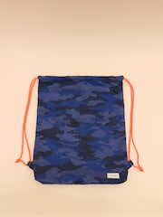 Joules Kids' Adventurer Navy Blue Camo Drawstring Bag - Image 1 of 3