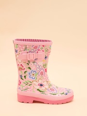 Joules Kids' Pink Floral Printed Wellies - Image 1 of 5