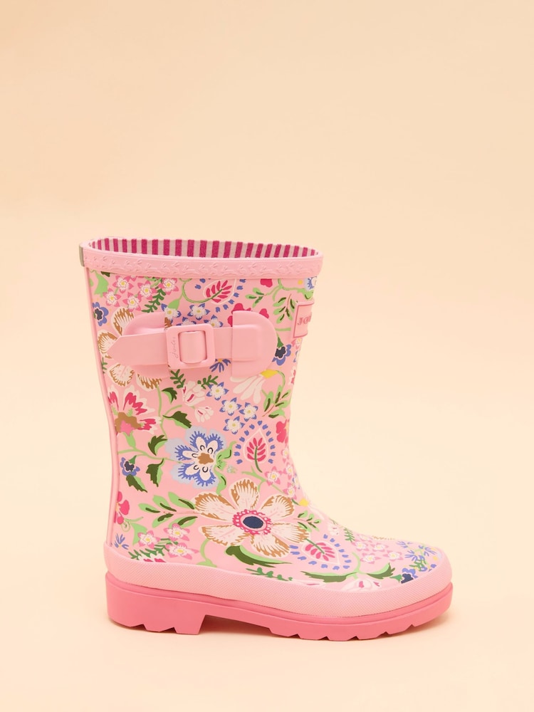 Joules Kids' Pink Floral Printed Wellies - Image 1 of 5