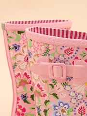 Joules Kids' Pink Floral Printed Wellies - Image 5 of 5