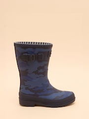 Joules Kids' Navy Camo Printed Wellies - Image 3 of 7
