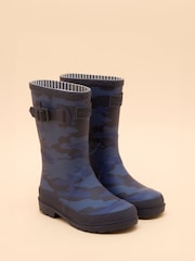 Joules Kids' Navy Camo Printed Wellies - Image 4 of 7