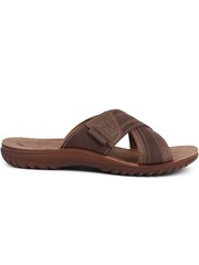 Pavers Brown Pavers Cross Strap Mule Sliders - Image 1 of 5